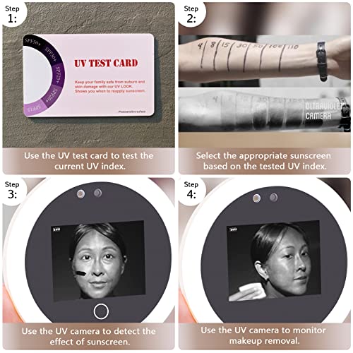 Fenair Sunscreen Testing Mirror with UV Camera, UV Mirror with Lights