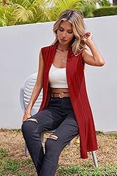 Beyove Womens Long Vests Sleeveless Waterfall