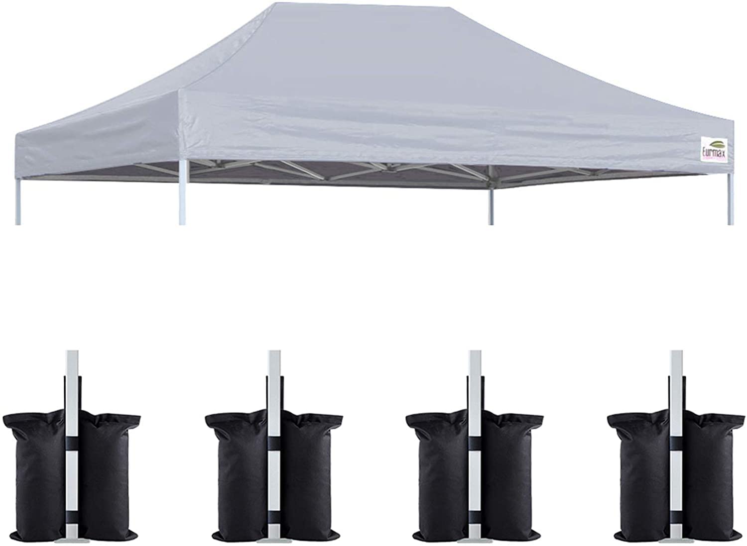Photo 1 of Eurmax USA Pop Up Canopy Top Gazebo Tent Cover Replacement Top Only,Bonus 4PC Pack Weight Bag (10x15, Grey)