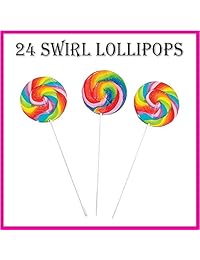 24 JUMBO Lollipop Pack for Kids (NONE BROKEN) | 12 Rainbow Large Swirl Suckers and 12 Candy Twisty Pops ? NEW IMPROVED UNBREAKABLE PACKAGING ? Fun Birthday Party Favors for Children ( 24 Pack )