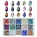 Chengmu 8x12mm Teardrop Glass Beads for Jewelry Making 225pcs AB Colour Faceted Straight Hole Shape Colourful Crystal Spacer Beads Assortments Supplies Accessories for Bracelets Necklaces with Cord