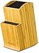 Universal Knife Block Stand Holder - Without Knives, 2 Tier Slotless Storage Kitchen Bamboo Countertop Organizer fit Large & Small Cutlery & Accessories - Easy Clean Dishwasher Safe Removable Bristles