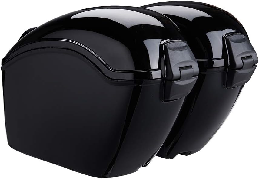 Motorcycle Hard Saddlebags, Motorcycle Saddle Bags with Turn Signal, Compatible with Softail Shadow Vulcan Vstar Boulevard with Mounting Kits, Universal, Black: Automotive