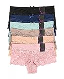 MaMia 6 Pack of Women's Lace Boyshort Panties (Sofra Serene),Large