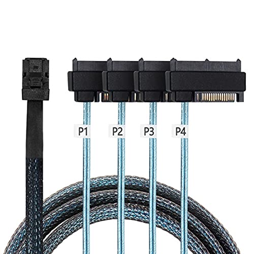Cablecc Internal Mini SAS SFF-8643 Host to 4 SAS 29Pin SFF-8482 Target Disk 6Gbps Data Server Raid Cable 50CM