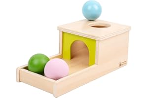 Adena Montessori Object Permanence Box with Tray Three Balls Montessori Toys for 6-12 Months Baby 1 Year Old Infant Toddler Typical