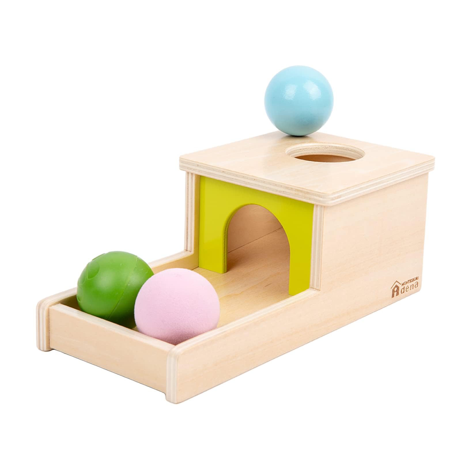 Photo 1 of Adena Montessori Object Permanence Box with Tray Three Balls Montessori Toys for 6-12 Months Baby 1 Year Old Infant Toddler Typical