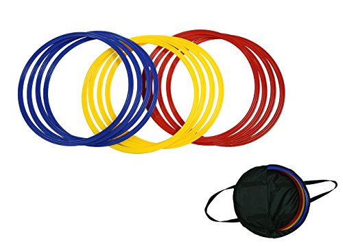 Trademark Innovations Speed and Agility Training Rings with Carrycase (Set of 12), 18