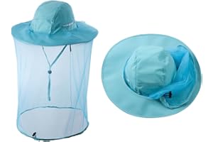 ZFFXH Head Netting Mosquito Net Hat Beekeeper Bee Veil Hat Bug Face Cover Netted Fishing Safari Hats Dog Grooming Women Men Light Blue