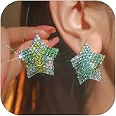 Rhinestone Star Stud Earrings for Women Sparkly Colourful Cubic Zirconia Stars Earring Trendy Party Jewelry Accessories For Women
