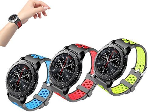 Sibode Compatible with Gear S3 Frontier Bands, 22mm Replacement Bands Quick Release Pin Compatible with Samsung Gear S3 Frontier / Classic / Galaxy Watch 46mm, 3 Pack