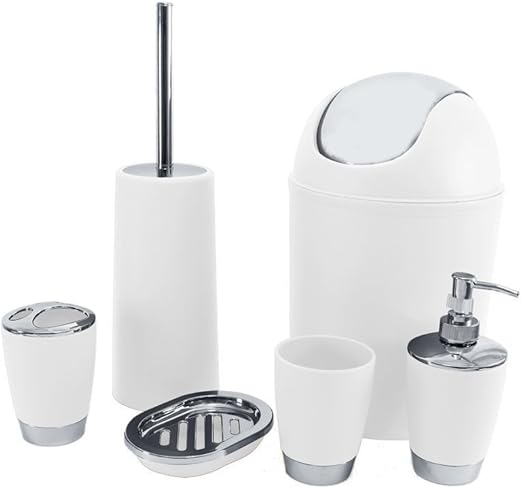 Sq Professional Badezimmer Zubehor Set Weiss 6 Teilig Amazon De Kuche Haushalt