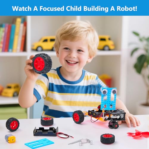 SCIENCE DIARY STEM Toy Robot Construction Kit for Children - Technology Experiments with Motor & Tools, Educational Toy for Building & Research, Gift for Boys & Girls for Birthday & Christmas