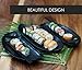 Kimi Cuisine Sushi Set, 5 pieces (Black Melamine), Sushi Dish Set with Built in plate with built in dipping