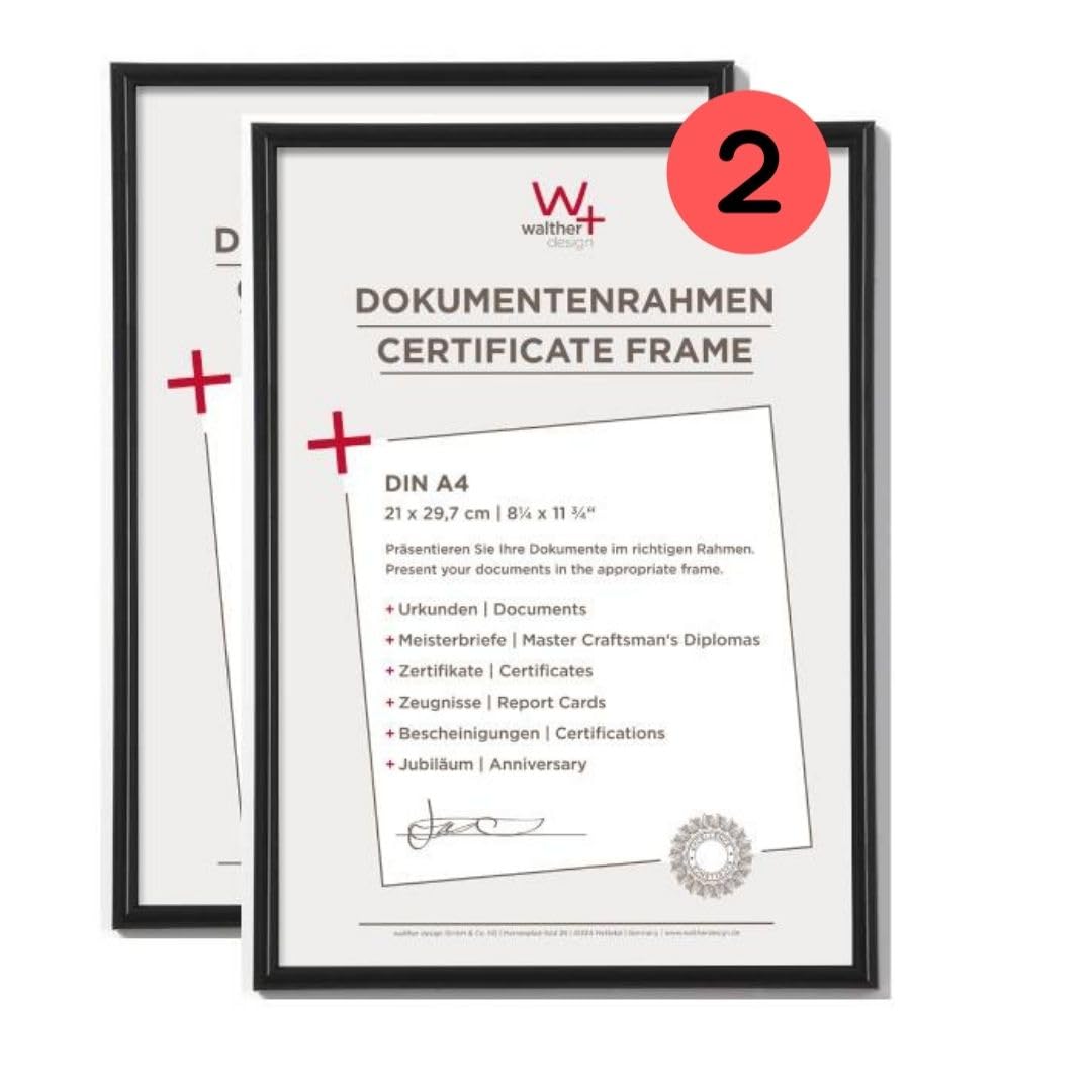 walther Design Picture Frame Black 21 x 29,7 cm (DIN A4) Twin Pack, Galeria Plastic Frames KB130HD