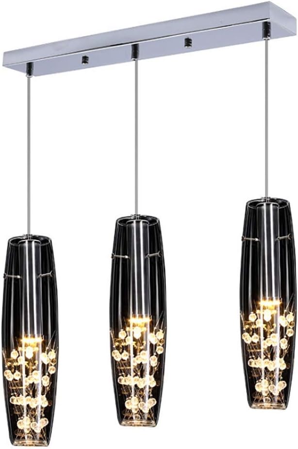 STZYY Lámpara Colgante nórdica Moderna con Columna de Vidrio Negro
