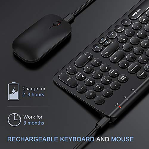 Rechargeable Wireless Keyboard and Mouse, Jelly Comb 2.4GHz Ultra Slim