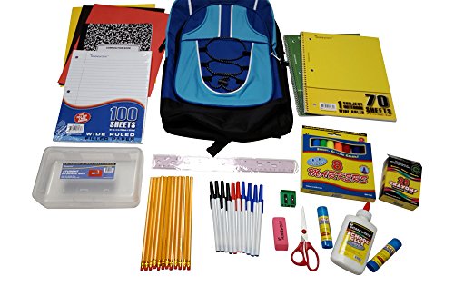 Marc Gold 17in School Backpack Pre-Filled Kit Elementary School (Blue)