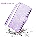 Fingic iPhone 11 Case, iPhone 11 Wallet Case, Glitter Sparkle Cover 9 Card Holder PU Leather with Kickstand Wrist Strap Protective Case for Women Apple iPhone 11 6.1 inch, Purple