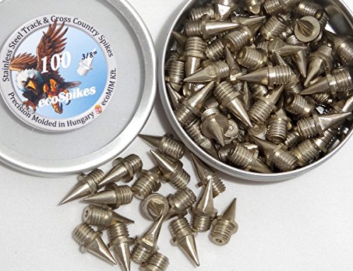 100 3/8 inch (9mm) Stainless Steel Track and Cross Country Spikes
