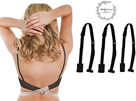Women's Adjustable Low Back Bra Convertible Backless Strap 3 Hook (black 3 set)