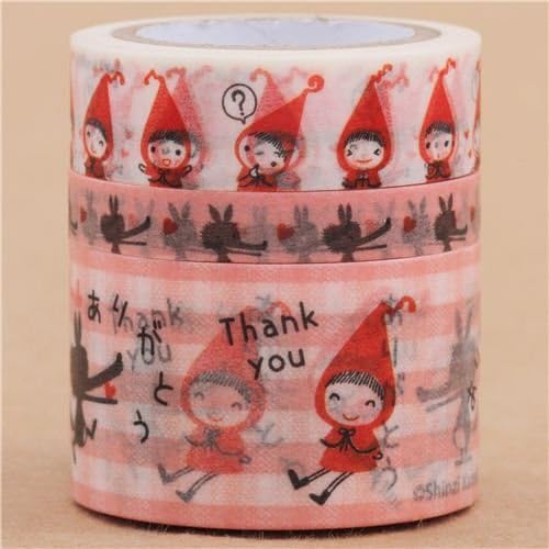 Little Red Riding Hood Washi Masking Tape deco tape set 3pcs Shinzi Katoh