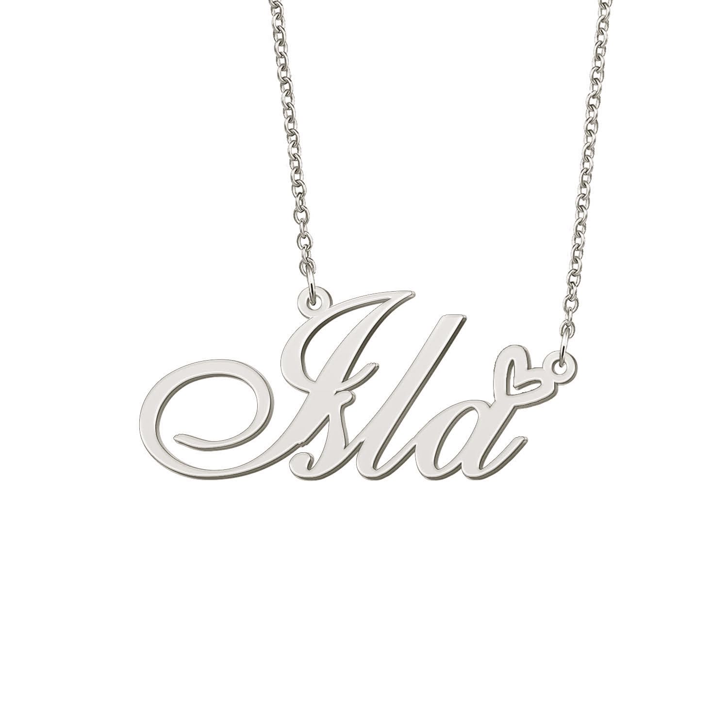 BYBWBL Isla Name Pendant Necklace Silver Color