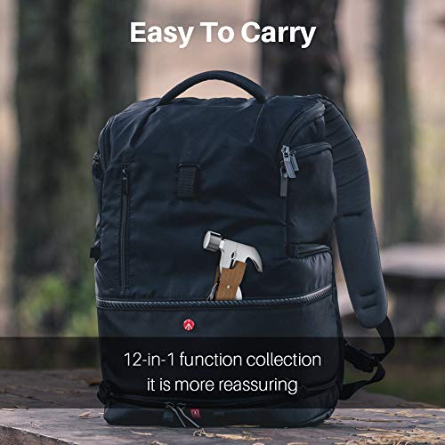 Multi-Purpose Hammer,KUSONKEY 12 in 1 Mini Portable Hammer with Nail Puller,Wire Cutter,Knives,Nail File,Plier,Screwdrivers,Saw,Bottle Opener,Wooden Gift for Him,Men,Father,Husband,Boyfriend