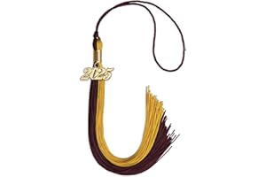 Endea Graduation Double Color Tassel with Gold Date Drop (Maroon/Bright Gold, 2025)