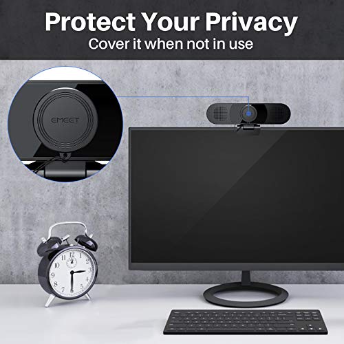 3 in 1 Webcam - eMeet C980 Pro Webcam with Microphone, 2 Speakers & 4 Built-in Omnidirectional Microphones Arrays, 1080P… - Image 3