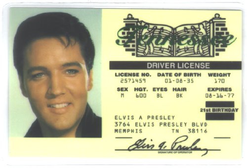 Elvis Fun Fake ID License