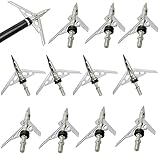 12pcs Archery Official SlipCam Hypodermic Broadheads, ZREALBANG Expandable Arrow Heads Tips 2 Blade 100 Grain 2+