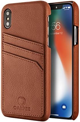 iPhone X Case,QARFEE Ultralight Card Bit Leather iphone Wallet Case Support Wireless Charging With Case Protection for Apple iPhone X/10 5.8inch,Brown