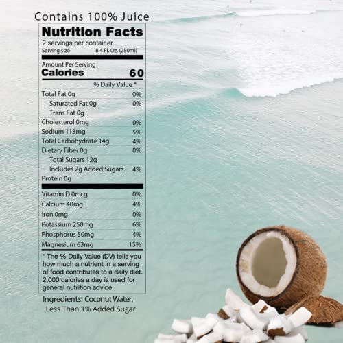 CoCo Joy Natural Coconut Water, 100 Coconut Water, Fresh, LowCalorie, HighCalcium, Nutrient