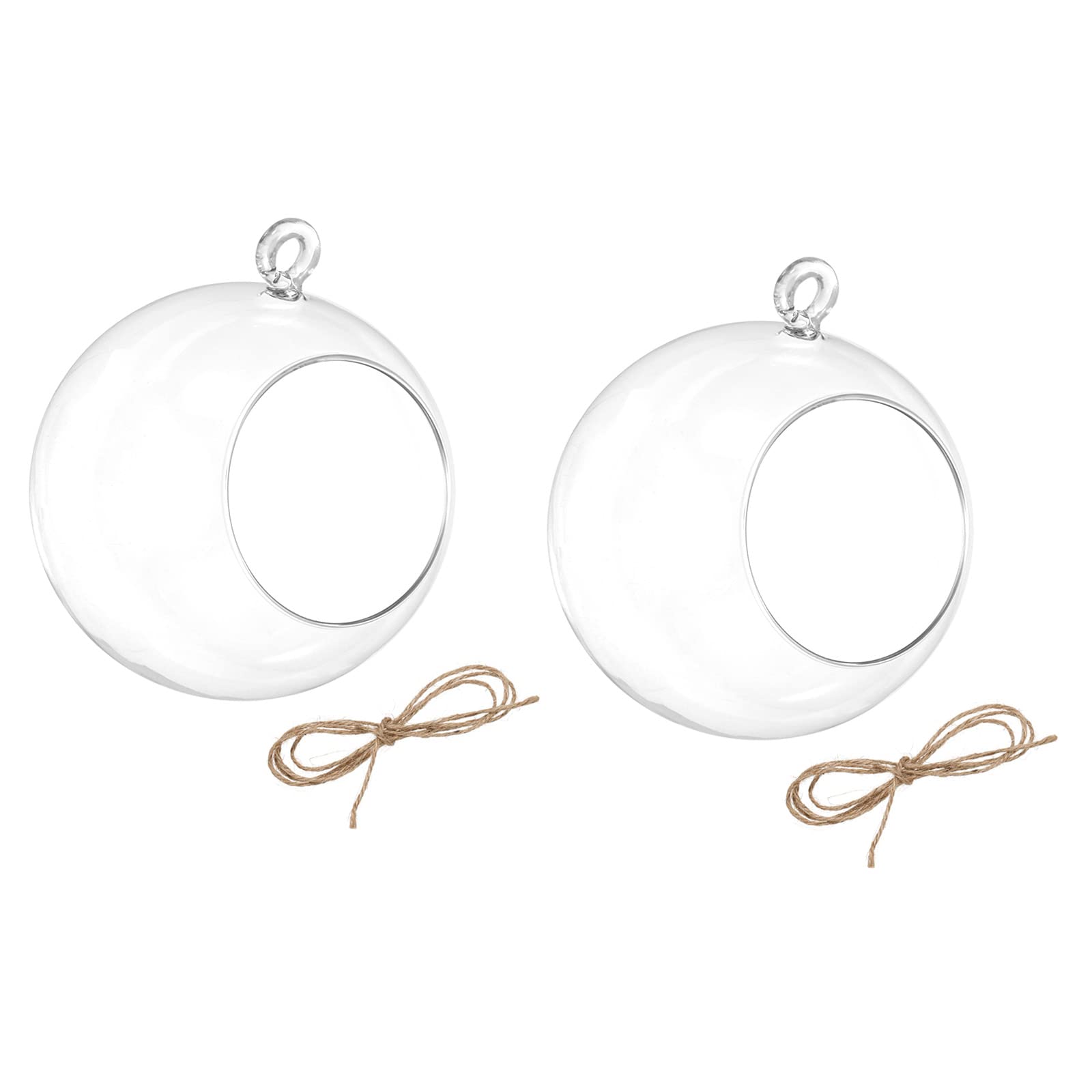 PATIKIL Round Globe Terrarium Air Plant Planter, 2 Pack 4.8 Inch High Borosilicate Glass Hanging Decorations for Succulent, Tillandsia, Clear