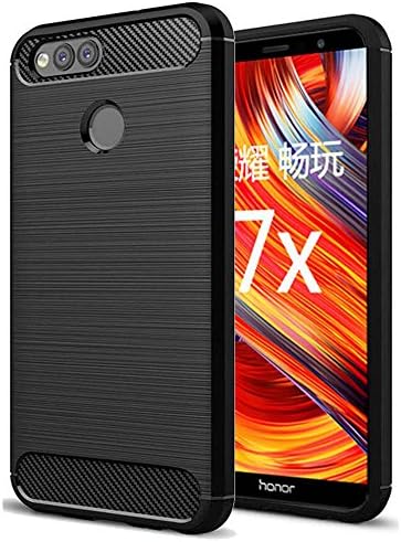 Honor 7X case, Huawei Mate SE Case, Yuanling [Shock Resistant] Carbon Fiber Soft TPU Brushed Texture Phone case Anti-fingerprint Flexible Full-body Protective Cover For Huawei Honor 7X (Black)