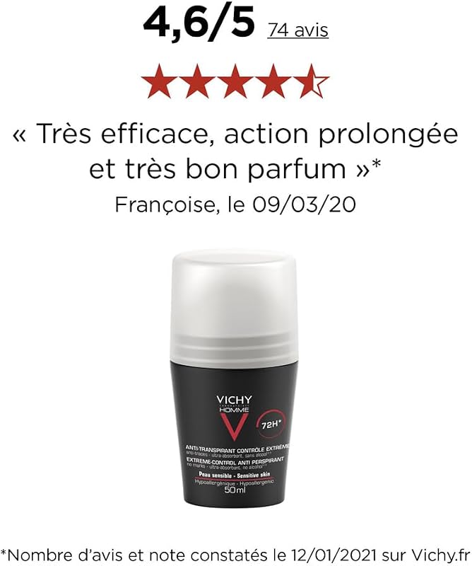 Homme Déodorant Anti-Transpirant Bille Contrôle Extrême 72h