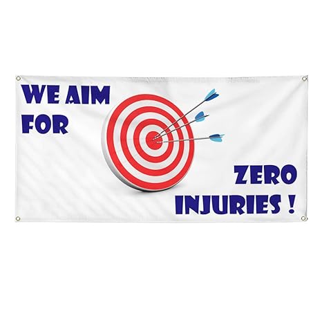 Amazon Com Vinyl Banner Sign We Aim For Zero Injuries Business