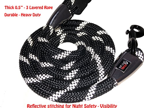 Primal Pet Gear - Rope Leash - 5ft long - Heavy Duty - 0.5" Thick - Metal Covers - Super Durable - Perfect for Medium, Large and Tough Small Dogs, Puppy -Training - Slip Leashes