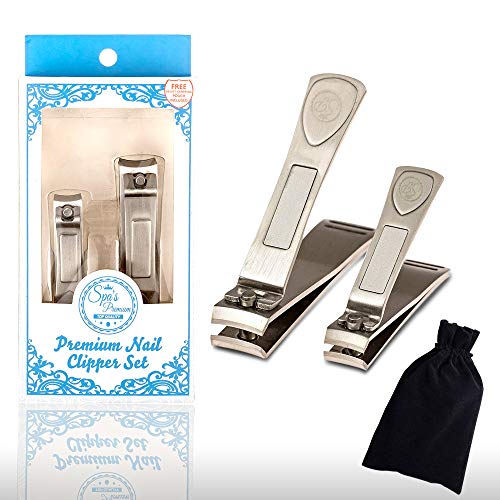 Spa's Premium Nail Clipper Set with Built-In Nail Files, Stainless Steel Fingernail Clippers and Toenail Clippers, Velvet String Carrying Pouch - Professional Spa Quality Precision Nail Care Tools - Thumbnail 4