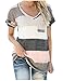 Women's V-Neck Casual Short/Long Sleeve T-Shirt Blouse Tees Tops Grey