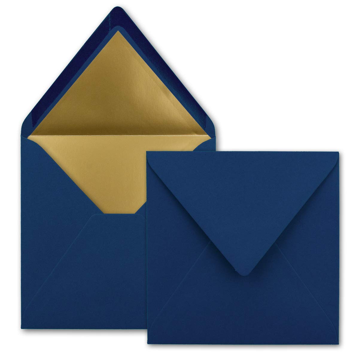 FarbenFroh by Gustav Neuser 25 Pack Square Letter Envelopes 6.1" x 6.1" Dark Blue Gold Paper Lined Wet Collage