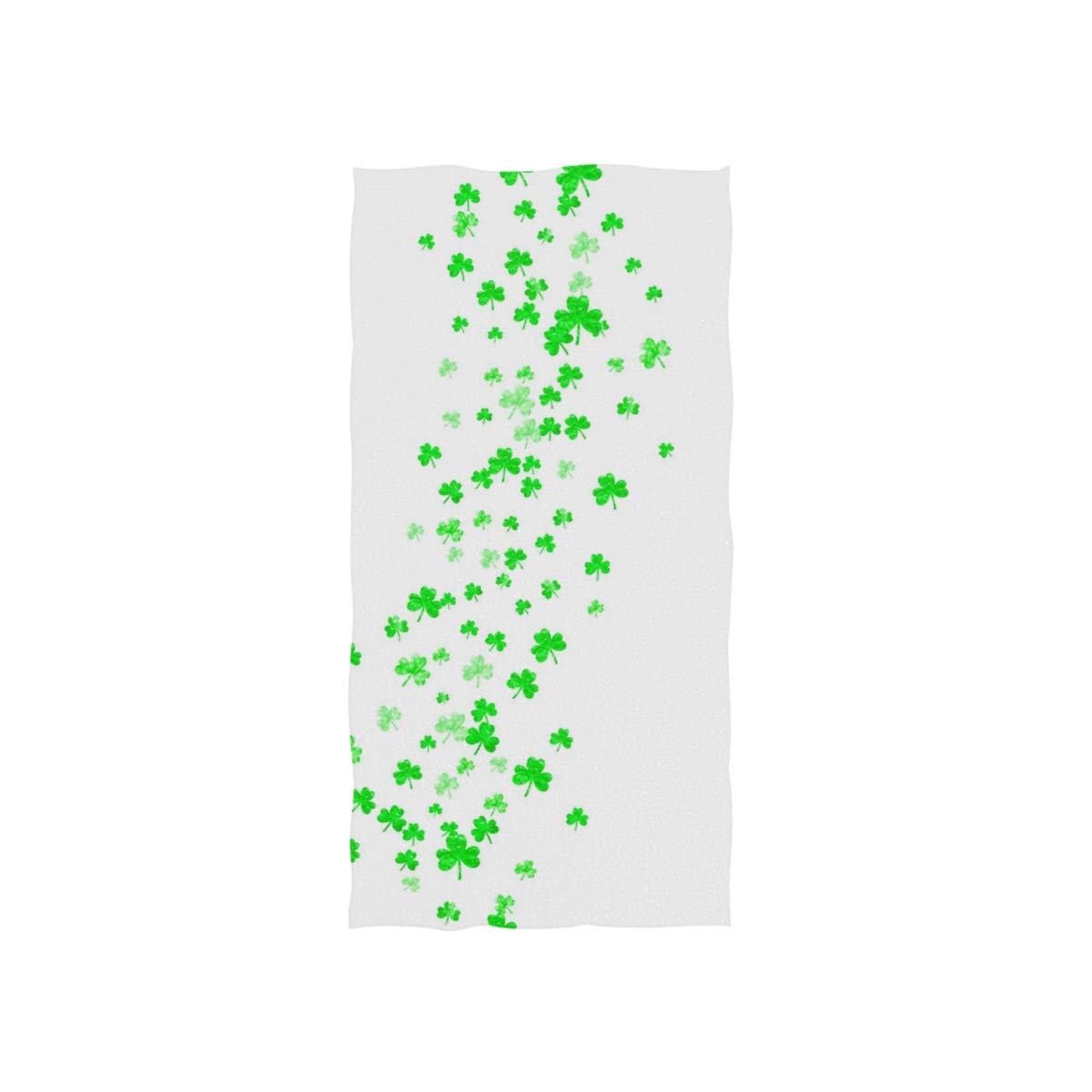 Naanle Clover for St Patricks Day Lucky Trefoil Confetti Glitter Green Irish Shamrock Leaves On White Soft Bath Towel Absorbent Hand Towels Multipurpose for Bathroom Hotel Gym and Spa 30"x15"