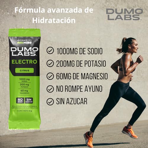 DUMO ELECTRO | Electrolitos Orales en polvo sin azucar | Suplemento Deportivo Premium para Hidratación con Sodio, Potasio y Magnesio | Electrolitos para Energía, Rendimiento y Recuperación | Citrus | 30 Porciones (30 pack, Citrus