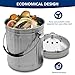 FLYISI Odorless Compost Bucket - Countertop Compost Bucket for Kitchens - 1.3 Gallon Stainless-Steel Indoor Compost Bucket with Carrying Handle - Odor Free Waste Bin with 2 Included Charcoal Filters