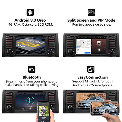 Single Din Car Radio, Eonon in Dash Car Stereo Android 8.0 Octa-Core,4GB RAM 32GB ROM Applicable to 5 Series (E39) Support Fastboot, Steering Wheel Control,WiFi,Backup Cameras-7 Inch-BTGA9201B - Thumbnail 3