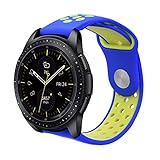 Galaxy Watch 42mm Band/Gear Sport Band - VIGOSS 20mm Silicone Strap Wristband for Samsung Galaxy Watch 42mm R810 & Gear Sport Smartwatch R600 / Garmin Vivomove HR/Garmin VivoActive 3(Blue/Yellow, S/M)