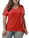 Allegrace Women's Plus Size Scoop Collar Tops Tees Cold Shoulder Casual T Shirts