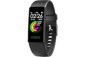 DSMART V100S Fitness Activity Tracker for Men Women Teens with All-Day Body Temperature Heart Rate Blood Pressure Sleep Health Monitor, IP68 Waterproof Steps Calories Counter Pedometer Watch (BLK)