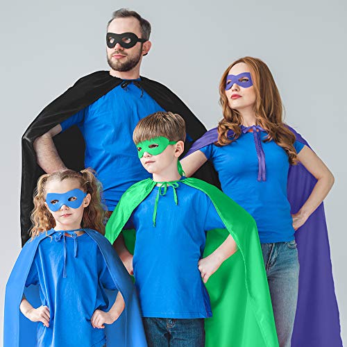 STOIE'S Family Superhero Capes and Masks, 8-Piece Set - Dress-Up Group Costume Kit for Parents and Kids - Party Supplies - Durable, Materials